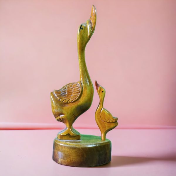 Wooden handicrafts duck showpiece